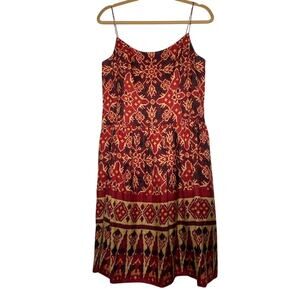 Lauren Ralph Lauren Western Silk Sundress Red Boho Print Sleeveless Womens 12P